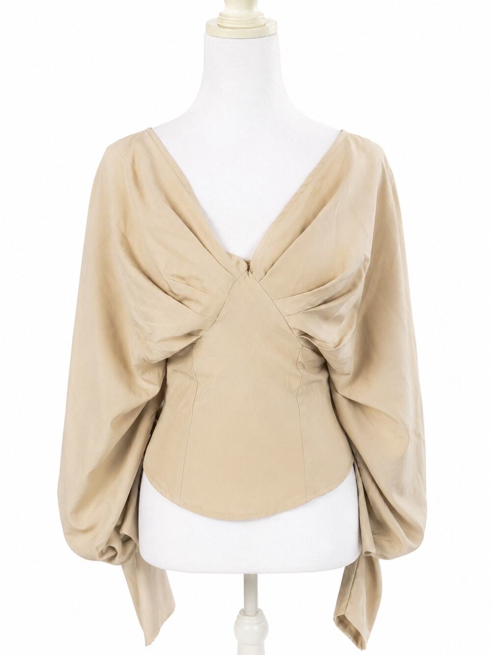 EGO Ruched Sleeve Off-the-Shoulder Lace-Up Corset Top